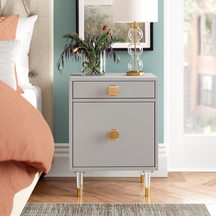 Tila Acrylic Knob 1 Drawer Nightstand Joss & Main